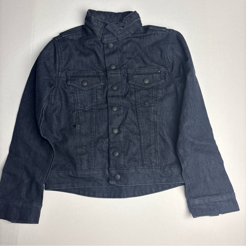 Levi’s Women’s Medium Jean Jacket Dark Blue Hood Snap Front Denim Cotton Blend